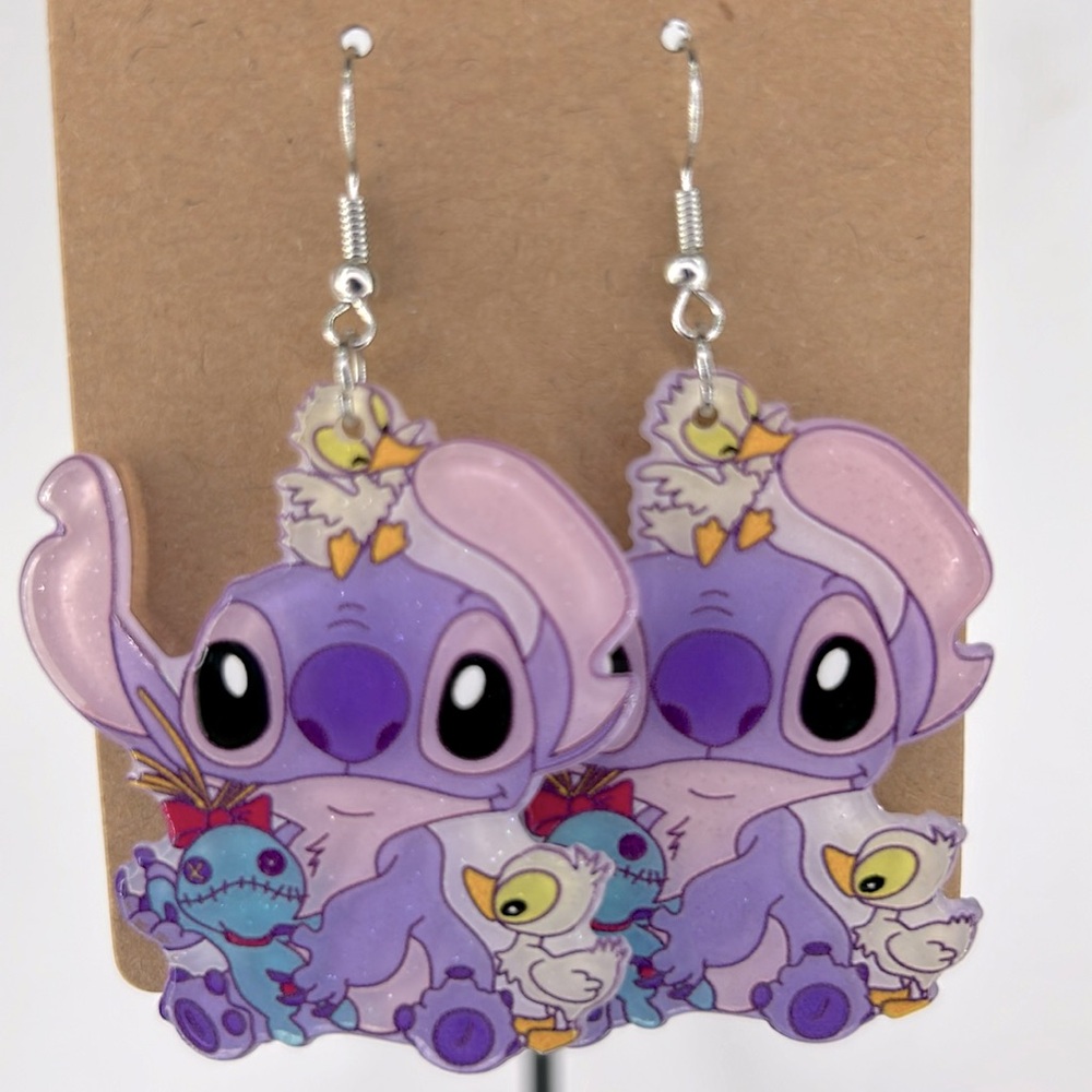 Acrylic Lilo and Stitch Earrings Cute Characters Fashion Jewelry - Picture 4 of 4